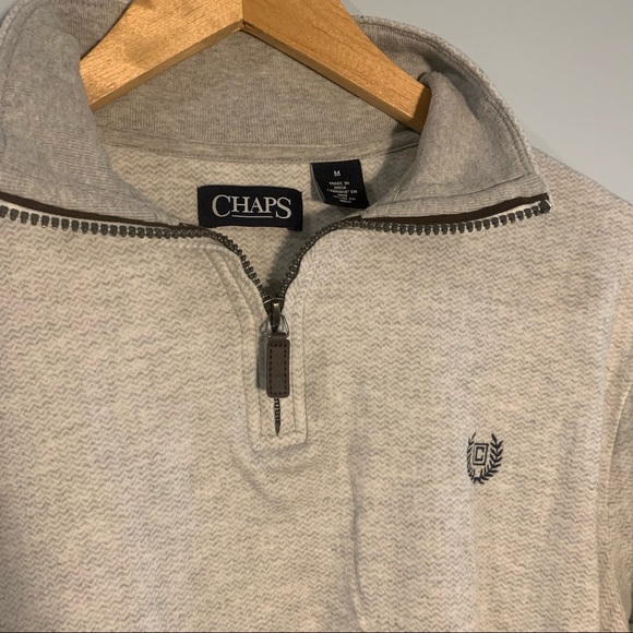 Chaps Grey 3/4 Zip Sweater - Picture 2 of 3